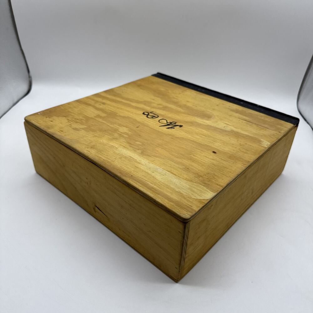 Homemade Vintage Hinged Wooden Pie Box Signed, Burned Wood Initials - Date?